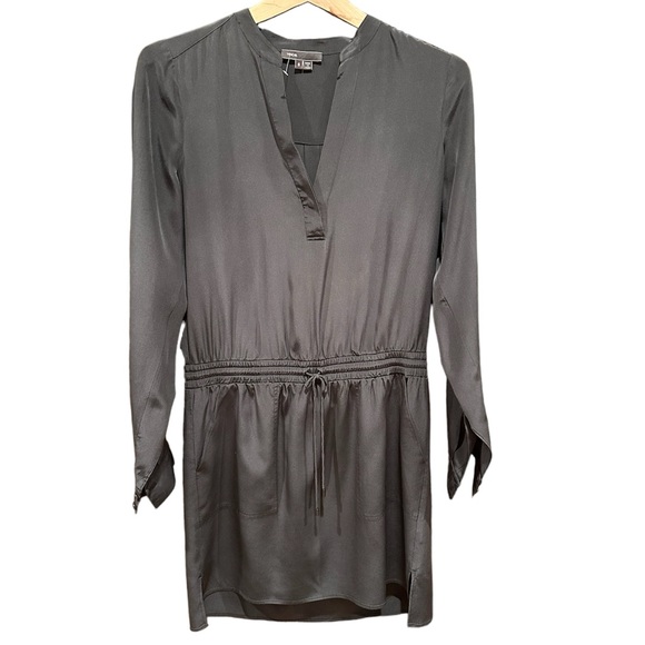 Vince 100% Silk Drawstring Dress size 6 - Picture 2 of 12